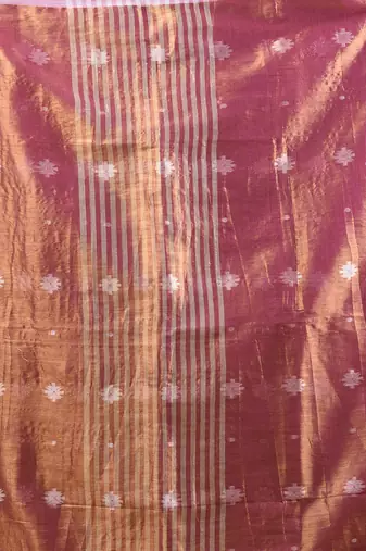 Violet dual tone texture motifs tissue saree with stripes pallu