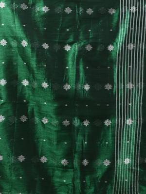 Green texture motifs tissue saree with stripes pallu 4
