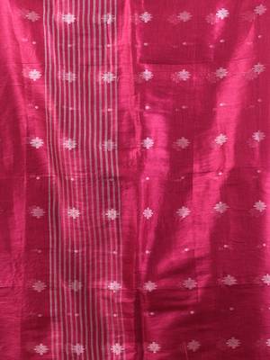 Pink texture motifs tissue saree with stripes pallu 4