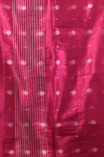 Pink texture motifs tissue saree with stripes pallu