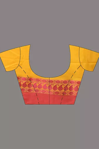 Yellow cotton handspun soft saree with texture borders