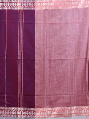 Purple cotton handspun soft saree with texture borders 4