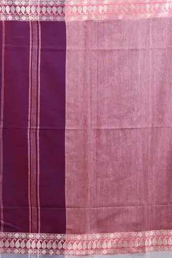 Purple cotton handspun soft saree with texture borders