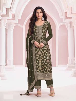 Mahendi embroidered pure jacquard viscos salwar suit 1