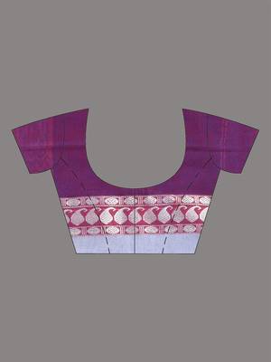 Purple cotton handspun soft saree with texture borders 5