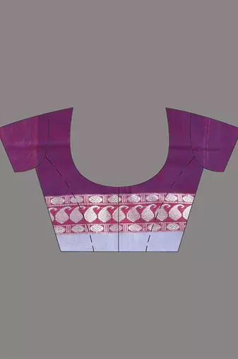 Purple cotton handspun soft saree with texture borders