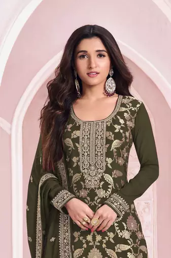 Mahendi embroidered pure jacquard viscos salwar suit