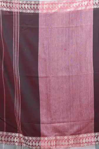 Maroon & teal dual tone cotton handspun soft saree with texture borders