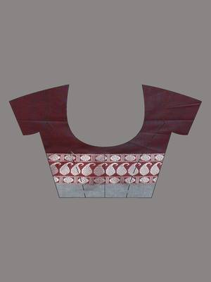 Maroon & teal dual tone cotton handspun soft saree with texture borders 5