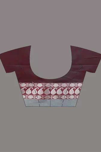 Maroon & teal dual tone cotton handspun soft saree with texture borders