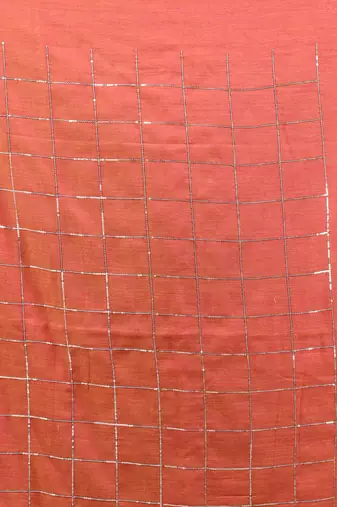 Peach cotton handspun soft saree with sequined work