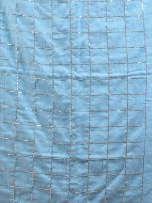 Sky blue cotton handspun soft saree with sequined work 4