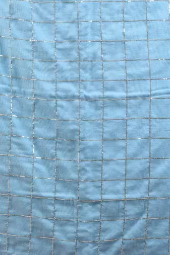 Sky blue cotton handspun soft saree with sequined work