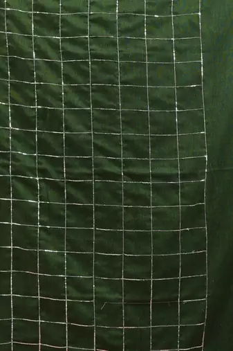 Green cotton handspun soft saree with sequined work