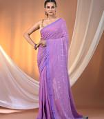 Violet cotton handspun soft saree with sequined work