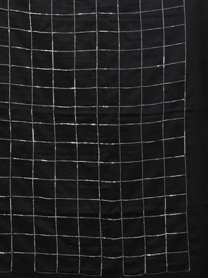 Black cotton handspun soft saree with sequined work 4
