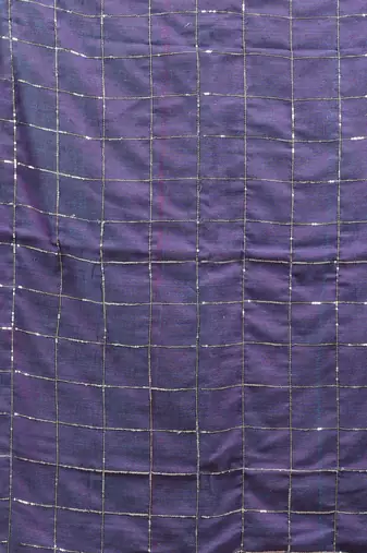 Blue cotton handspun soft saree with sequined work