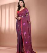 All over thread embroidery mulberry mulmul cotton saree Without blouse