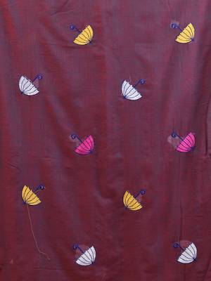 All over thread embroidery mulberry mulmul cotton saree Without blouse 4