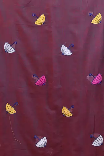 All over thread embroidery mulberry mulmul cotton saree Without blouse