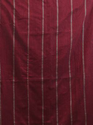 Dark red cotton handspun soft saree with stripe pattern 4