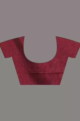 Dark red cotton handspun soft saree with stripe pattern