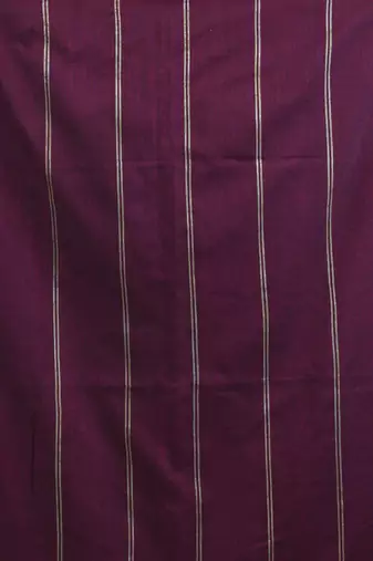 Burgundy cotton handspun soft saree with stripe pattern