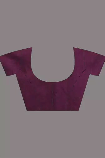 Burgundy cotton handspun soft saree with stripe pattern