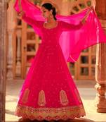 Pink Embroidered Georgette Semi-Anarkali Salwar Suit