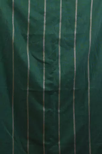 Green cotton handspun soft saree with stripe pattern