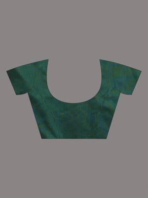 Green cotton handspun soft saree with stripe pattern 5