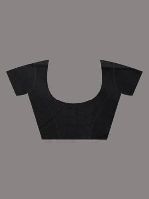 Black cotton handspun soft saree with stripe pattern 5