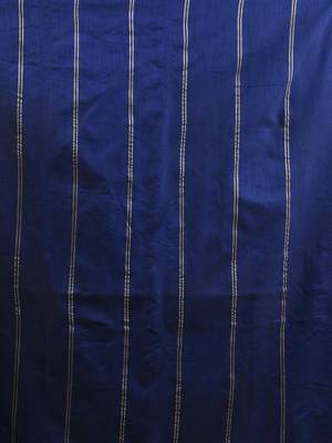 Blue cotton handspun soft saree with stripe pattern 4