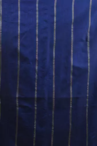 Blue cotton handspun soft saree with stripe pattern