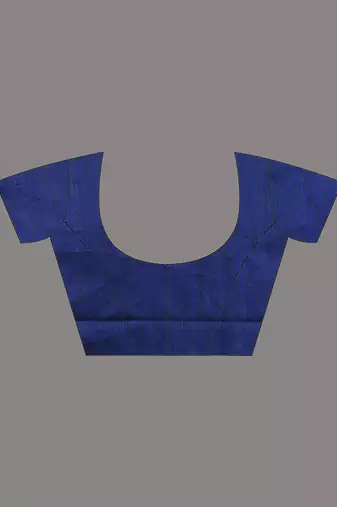 Blue cotton handspun soft saree with stripe pattern