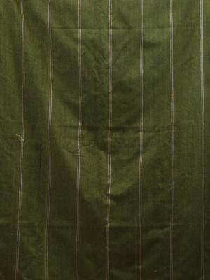 Green cotton handspun soft saree with stripe pattern 4