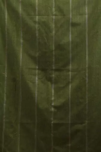 Green cotton handspun soft saree with stripe pattern