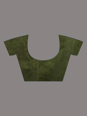 Green cotton handspun soft saree with stripe pattern 5