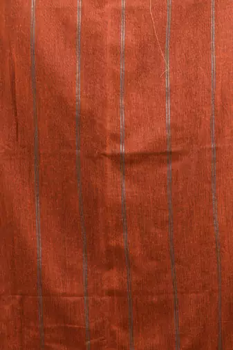 Orange cotton handspun soft saree with stripe pattern