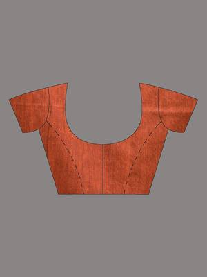 Orange cotton handspun soft saree with stripe pattern 5