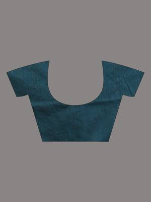 Teal cotton handspun soft saree with stripe pattern 5