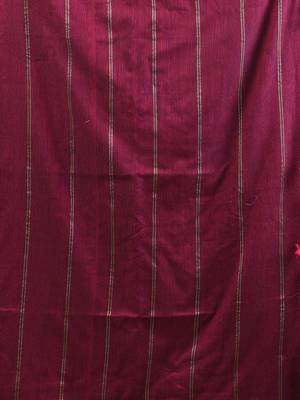 Magenta cotton handspun soft saree with stripe pattern 4