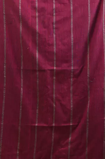 Magenta cotton handspun soft saree with stripe pattern