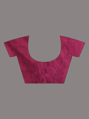 Magenta cotton handspun soft saree with stripe pattern 5