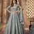 Grey net anarkali embroidered work festival long salwar suit dupatta