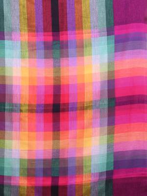 Magenta and multicolor colorblocked mulmul cotton saree Without blouse 4