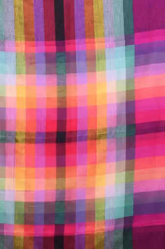 Magenta and multicolor colorblocked mulmul cotton saree Without blouse