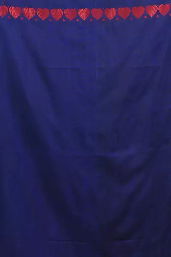 Royal blue cotton soft saree with woven heart borders