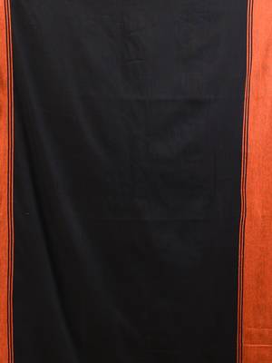 Orange cotton soft saree with stripe pattern 4