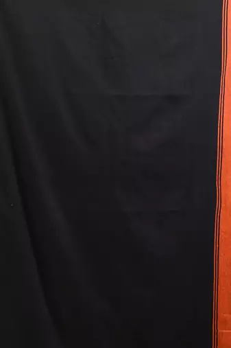 Orange cotton soft saree with stripe pattern